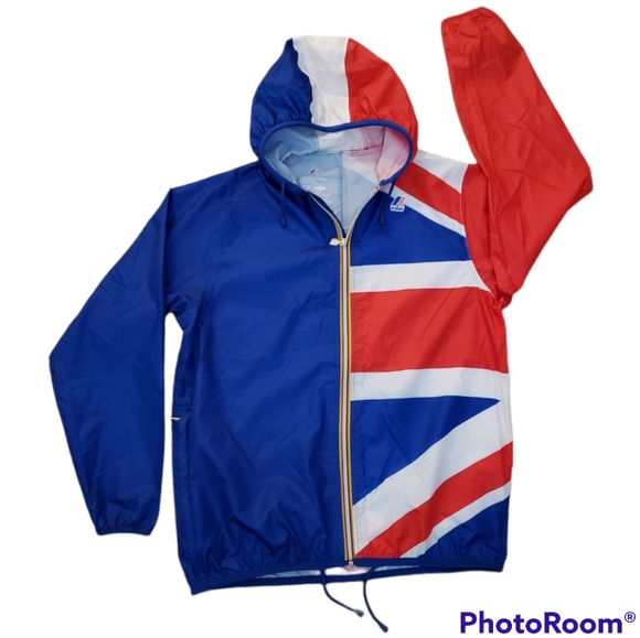 Rare Vintage K-WAY Union Jack  Lightweight Packable Windbreaker Jacket - Picture 1 of 6